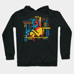 Colorful Jazz Genres With Trumpet Player Hoodie